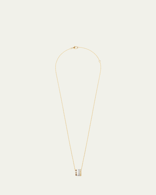 Quatre White Edition 18K Tricolor Gold Pendant Necklace with White Ceramic and Diamonds